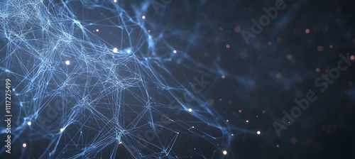 Dark blue background with white futuristic technology and digital connection lines, banner design for website header,
