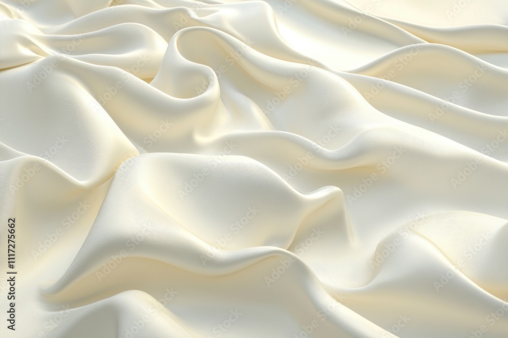 Obraz premium Flowing, rippling, luxurious ivory or cream-colored satin fabric.