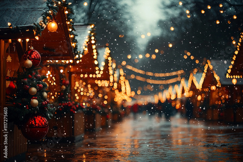 festive Christmas market at night featuring s photo