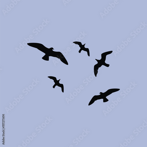 flying seagull flat icon logo photo