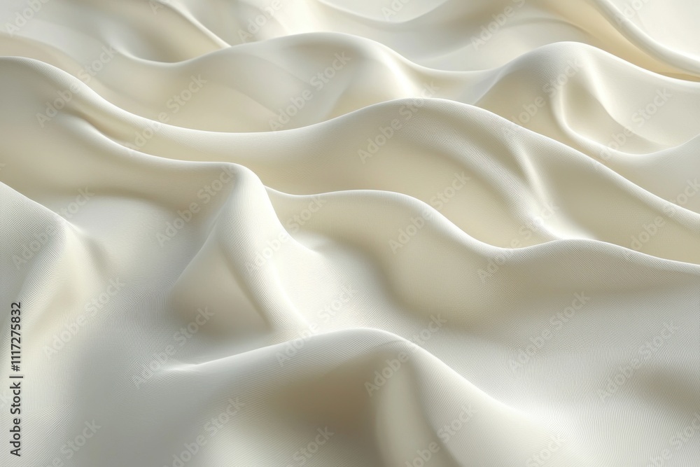 Obraz premium Creamy white silk or satin fabric with folds and drapes.