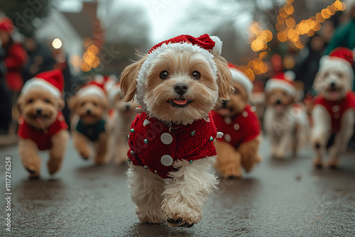 joyful Christmas puppy parade featuring puppi photo