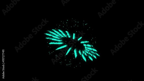Firework Motion Graphic in 4K , fireworks circle burst , fireworks against black background