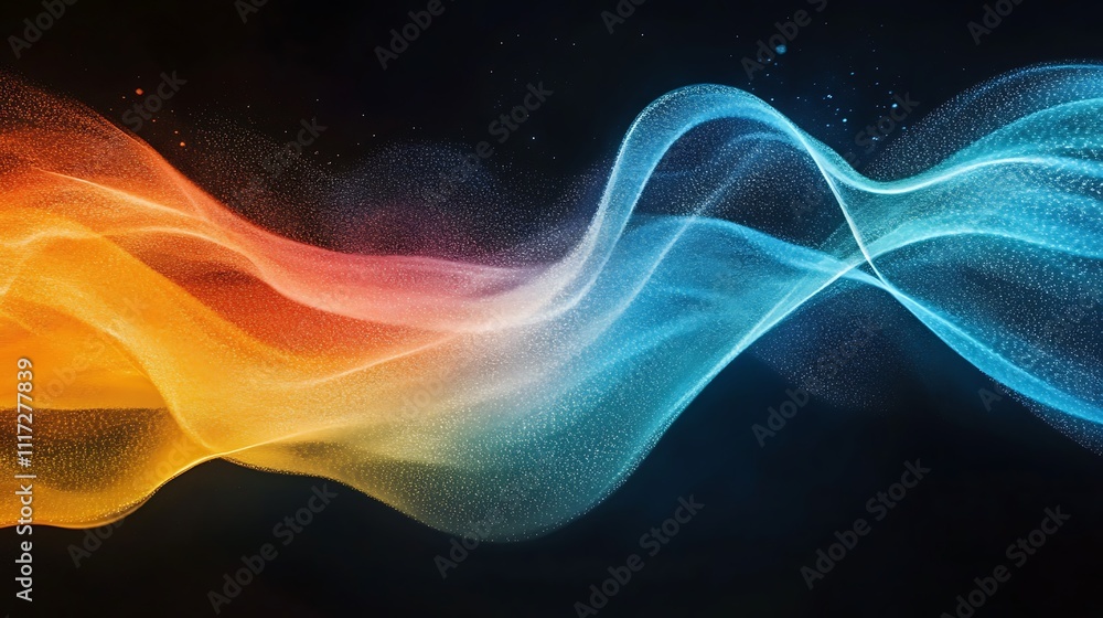 Abstract colorful wave flowing on dark background. Abstract colorful wave flowing on dark background.