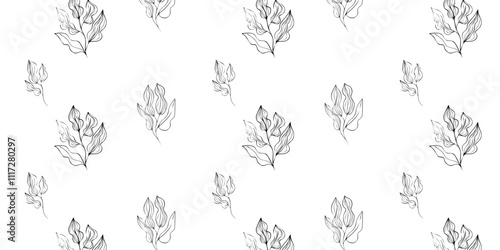 Seamless vector pattern, twigs and leaves, for bed linen, wallpaper and texture