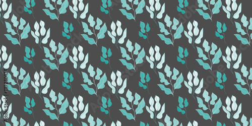 Seamless vector pattern, twigs and leaves, for bed linen, wallpaper and texture