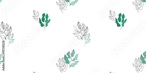 Seamless vector pattern, twigs and leaves, for bed linen, wallpaper and texture