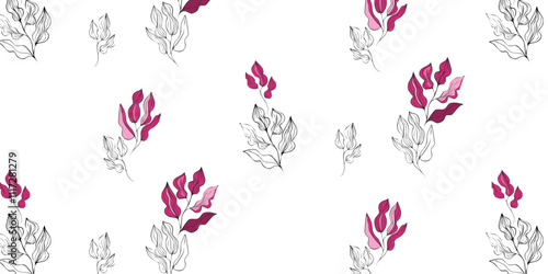 Seamless vector pattern, twigs and leaves, for bed linen, wallpaper and texture
