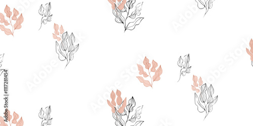 Seamless vector pattern, twigs and leaves, for bed linen, wallpaper and texture