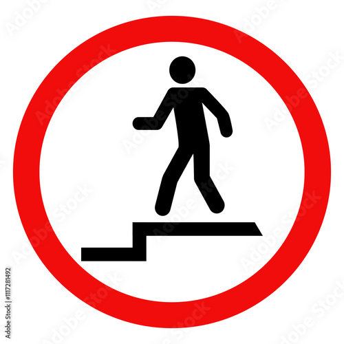 Step down warning sign.Vector Illustration