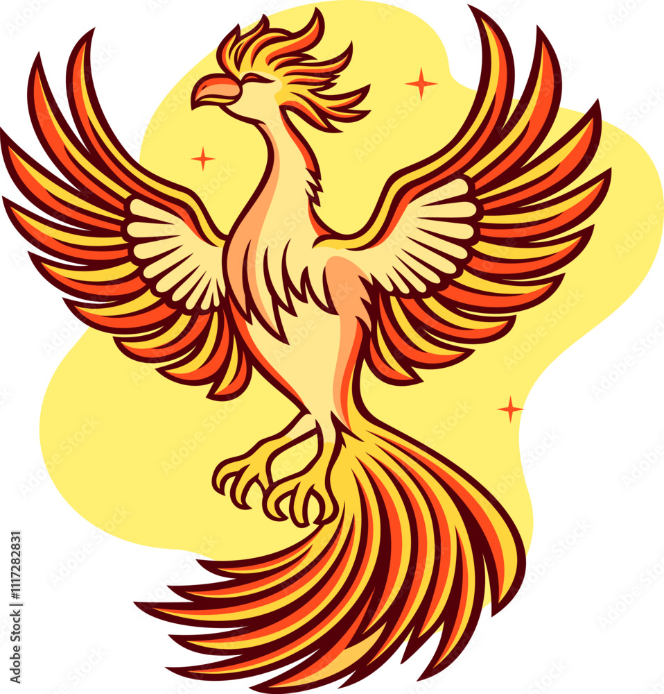 Beautiful Phoenix Bird Cartoon Illustration Beautiful Phoenix Bird Cartoon Illustration