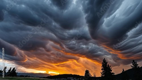 Artificially induced cloud formations created for research and weather modification experiments. photo