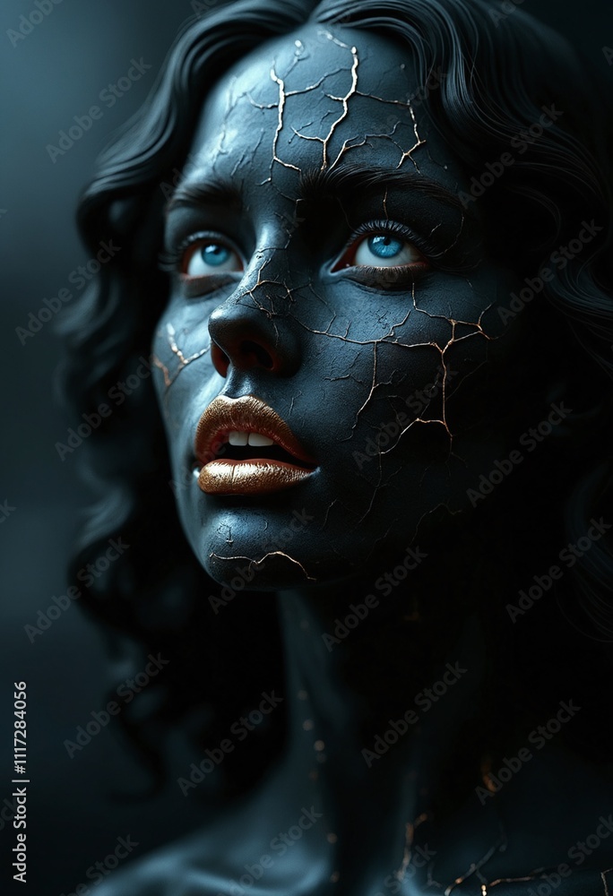 Close-up portrait of an obsidian woman Close-up portrait of an obsidian woman