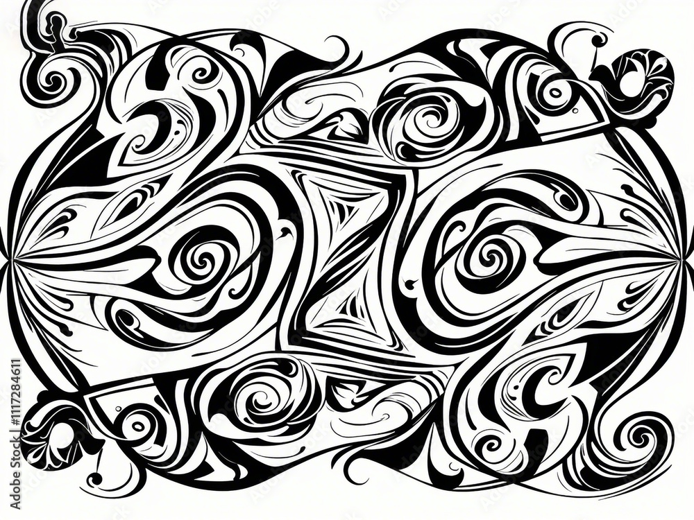 Abstract pattern background with hand drawn swirly lines in black and white Abstract pattern background with hand drawn swirly lines in black and white