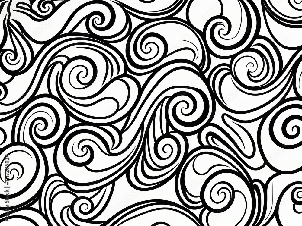 Abstract pattern background with hand drawn swirly lines in black and white Abstract pattern background with hand drawn swirly lines in black and white