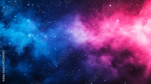 A bold retro gradient of neon pink fading into electric blue, enriched with pixelated noise and glowing starlight patterns, evoking a nostalgic 80s sci-fi aesthetic, ultra hd quality. --ar 16:9 photo