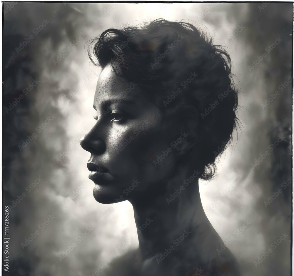 Illustration of human face in dramatic smoke. Illustration of human face in dramatic smoke.