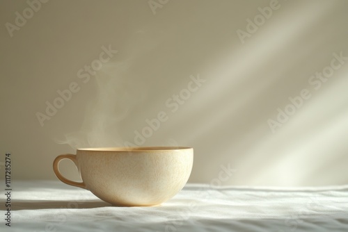 Serene Steaming Coffee Cup in Soft Lighting