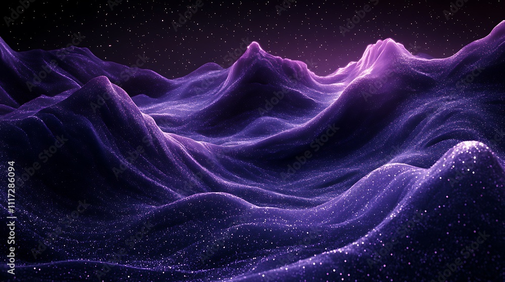 Obraz premium A celestial gradient blending deep shades of purple into black, enriched with subtle speckled noise and faint star-like textures, luminous and dreamy, crisp and vivid high-resolution art. --ar 16:9