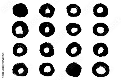 手書きの丸のあしらいイラストのセット