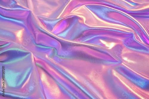 A close-up of iridescent fabric, showcasing vibrant colors and smooth textures.