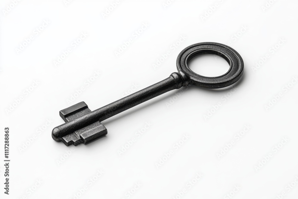 Key on White Background Symbolizing Access and Solutions Key on White Background Symbolizing Access and Solutions