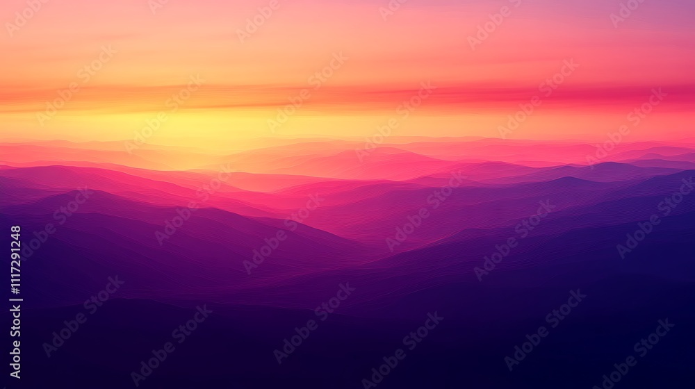 Obraz premium A luminous gradient of warm sunset tones fading from bright orange to a deep, serene purple, enriched with fine digital noise, glowing lightly in a minimalist style, high resolution, crisp details.