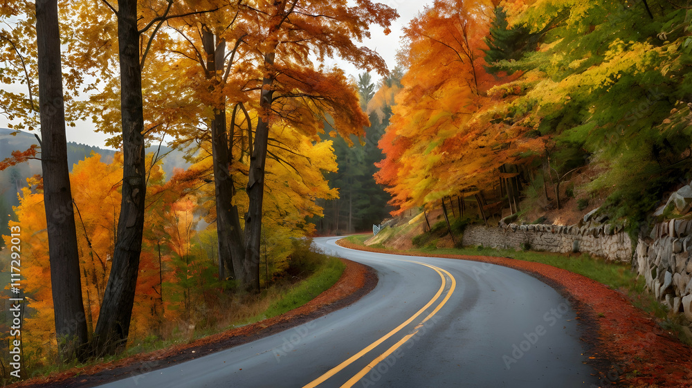 Obraz premium Winding Autumn Road