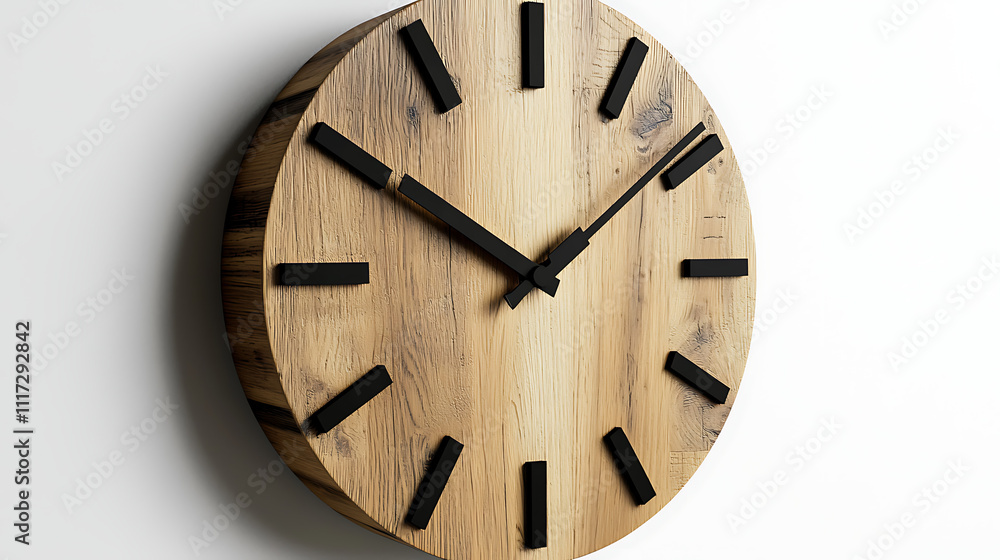custom made wallpaper toronto digitalA wooden clock with black hands and numbers on a white wall