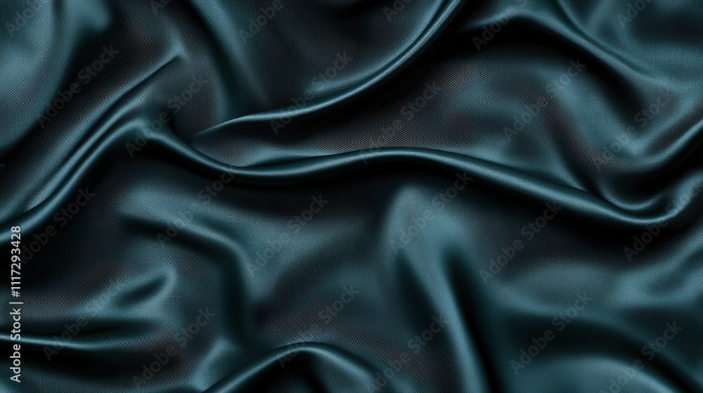Dark teal silk fabric, luxurious folds. Perfect for designs needing elegance, luxury, or sophisticated textures. Dark teal silk fabric, luxurious folds. Perfect for designs needing elegance, luxury, or sophisticated textures.