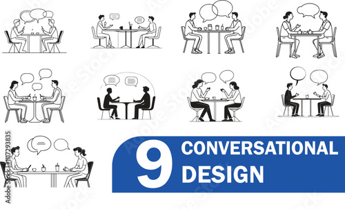 9 conversational Design business icon set