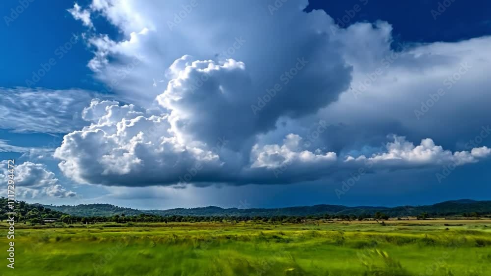 Cumulonimbus clouds towering over the landscape, signaling intense thunderstorms and dramatic weather. Cumulonimbus clouds towering over the landscape, signaling intense thunderstorms and dramatic weather.