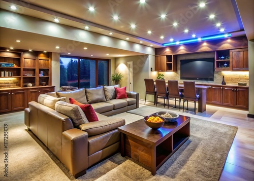 Basement Home Theater, Entertainment Area, Cozy Living