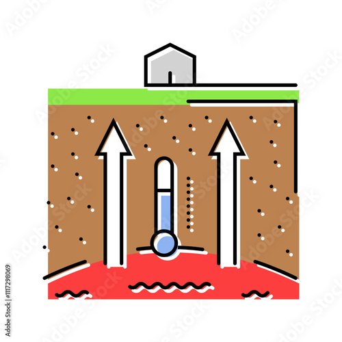 heating geothermal energy color icon vector. heating geothermal energy sign. isolated symbol illustration