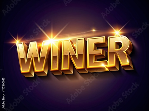 Gold Winner Text Effect 3D Curved Style Editable Design