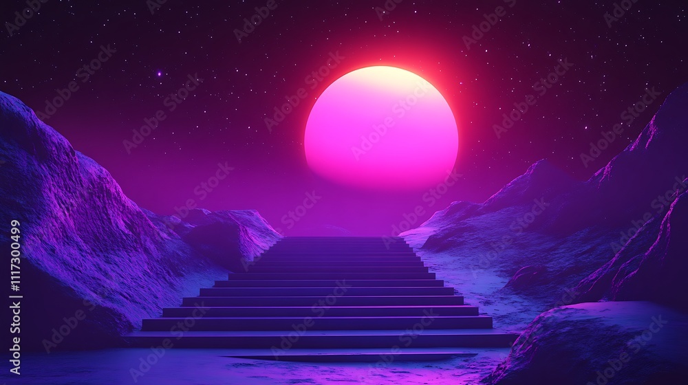 Fototapeta premium A surreal space-themed gradient transitioning from rich purples to a shadowy black void, sprinkled with fine digital noise to mimic stardust, soft glows creating depth, ultra high-quality artwork.