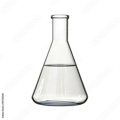 chemical laboratory flask with liquid isolated on transparent white background