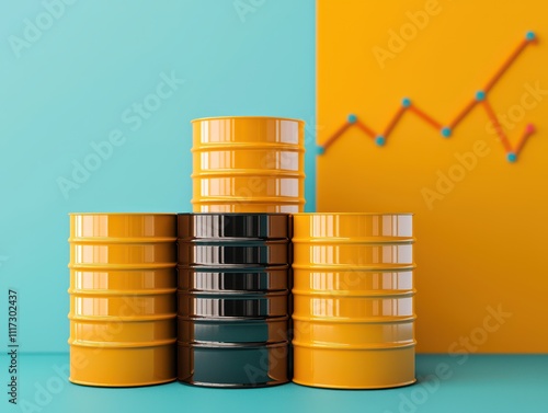 Oil price forecast energy market analysis with crude barrels bright environment infographic viewpoint photo