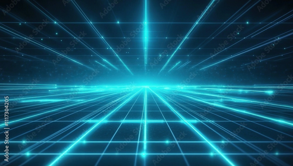 A captivating futuristic digital landscape featuring a vibrant blue grid. A captivating futuristic digital landscape featuring a vibrant blue grid.