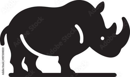 rhino icon minimal silhouette style vector art illustration on a white background.

 photo