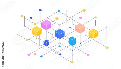 Simple line art representing an interconnected network on a clean white backdrop.