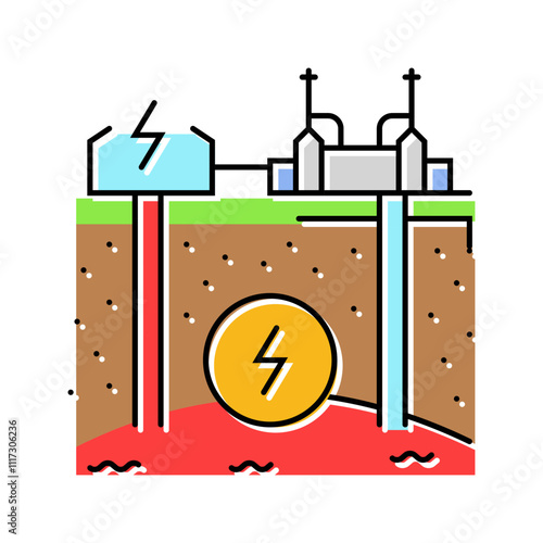heat recovery system geothermal color icon vector. heat recovery system geothermal sign. isolated symbol illustration