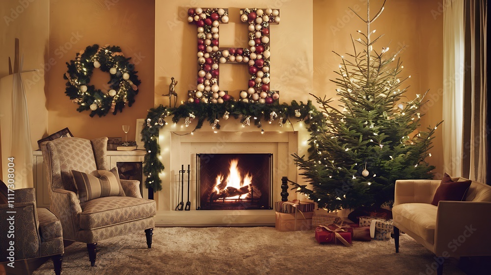 Festive Christmas Living Room Decor With Fireplace And Tree Festive Christmas Living Room Decor With Fireplace And Tree