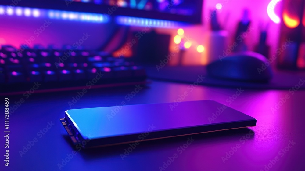 Solid State Drive on a Gaming Desk Setup Solid State Drive on a Gaming Desk Setup