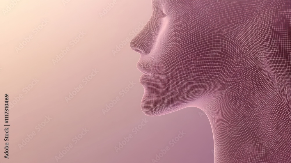 Wireframe Mesh Model Of A Female Face Profile Wireframe Mesh Model Of A Female Face Profile