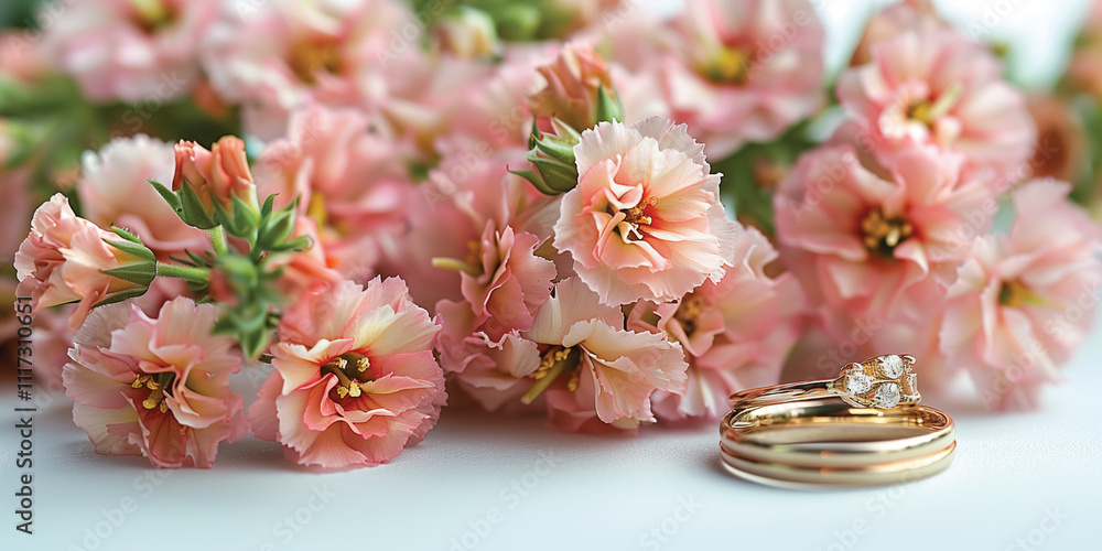 Ring with flowers. Happy Valentine Day background. Generated AI Ring with flowers. Happy Valentine Day background. Generated AI