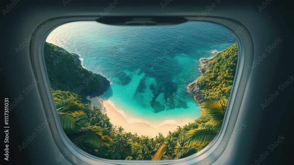 Tropical Island Paradise Viewed From Airplane Window Tropical Island Paradise Viewed From Airplane Window