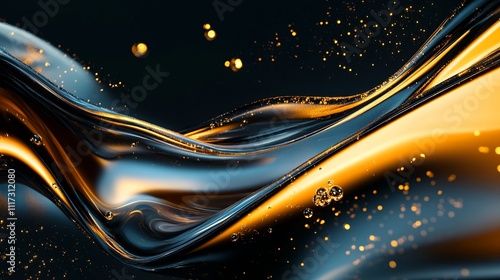 black gold abstract liquid texture 3d wallpaper, textured background for presentation