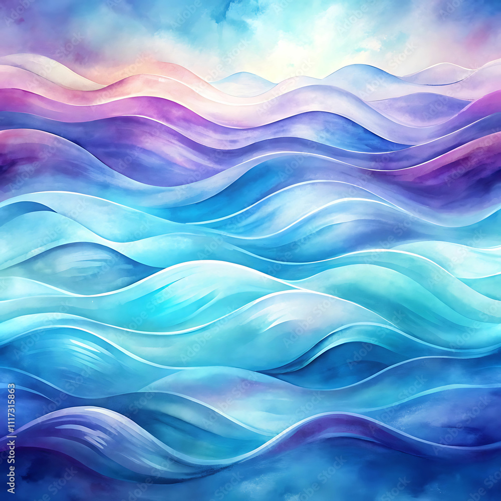 Tranquil Waves: Abstract Watercolor Flow of Soft Blues and Purples Tranquil Waves: Abstract Watercolor Flow of Soft Blues and Purples