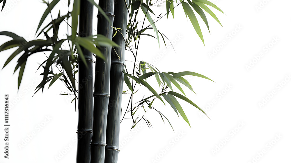 Obraz premium A tall bamboo tree with green leaves and brown stems